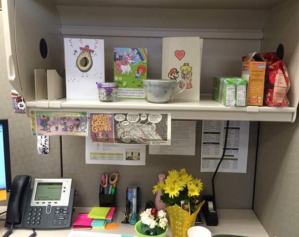My-desk-at-work-low-snack-stash-in-the-upper-right-hand-corner.